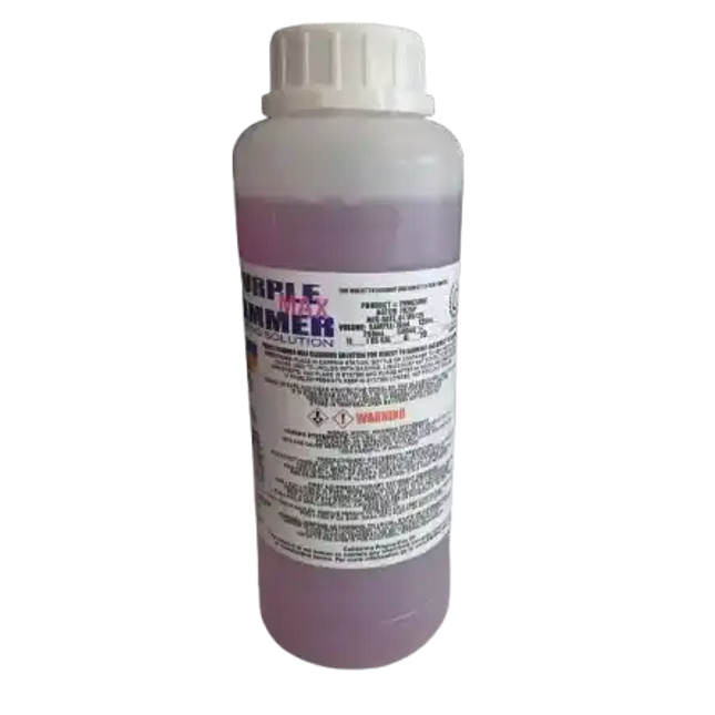 Purple Hammer Print Head Aggressive Cleaning Solution for DTF & DTG bottle with purple liquid, white label, cylindrical, cap.