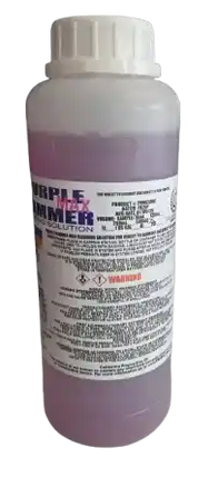 Purple Hammer Print Head Aggressive Cleaning Solution for DTF & DTG bottle with purple liquid, white label, cylindrical, cap.